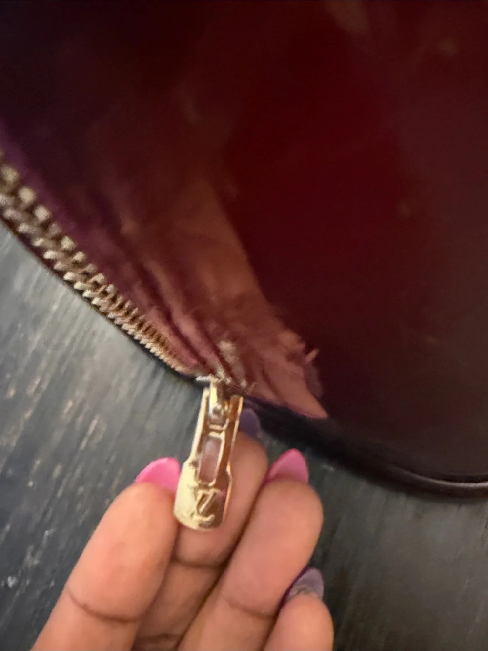 Louis Vuitton Burgundy Leather purse with Gold Hardware
